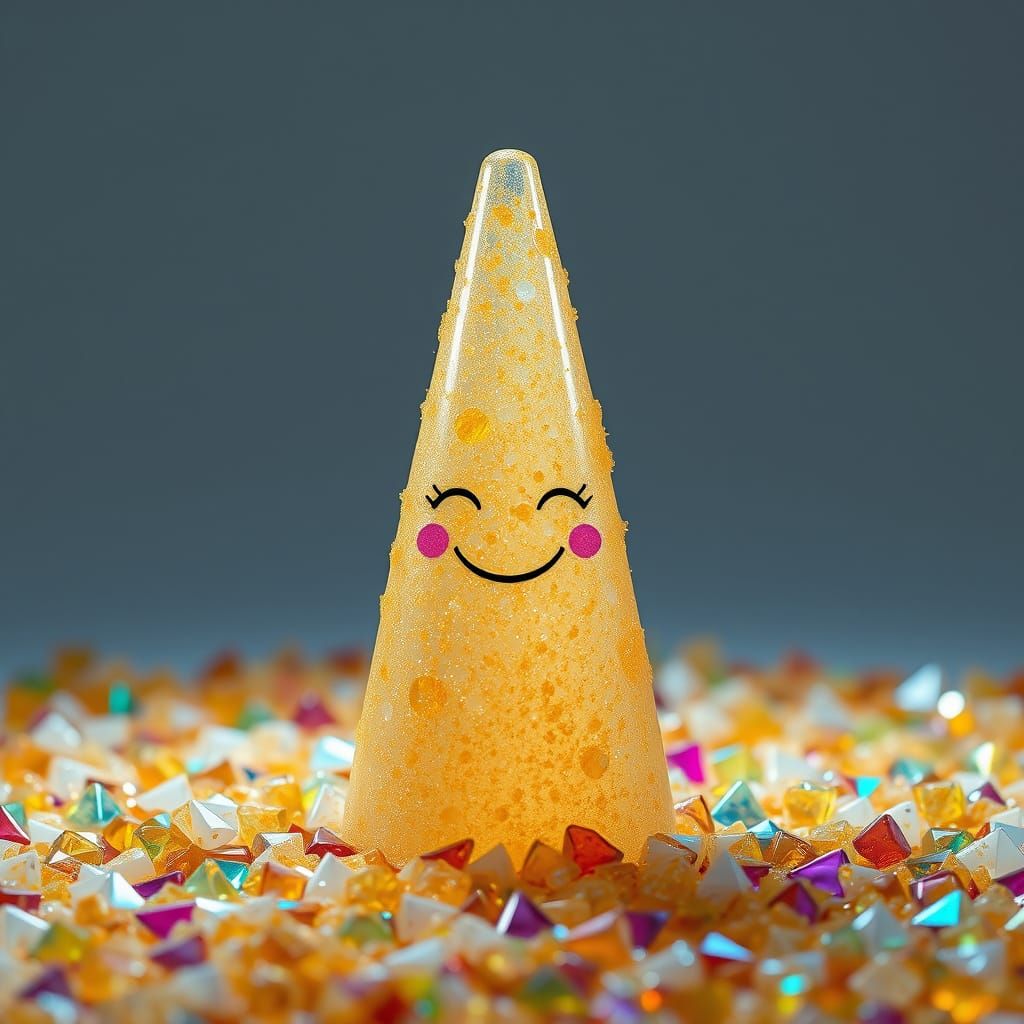 Hyperrealistic CGI Glass Cone Melting Into Polythene Pool