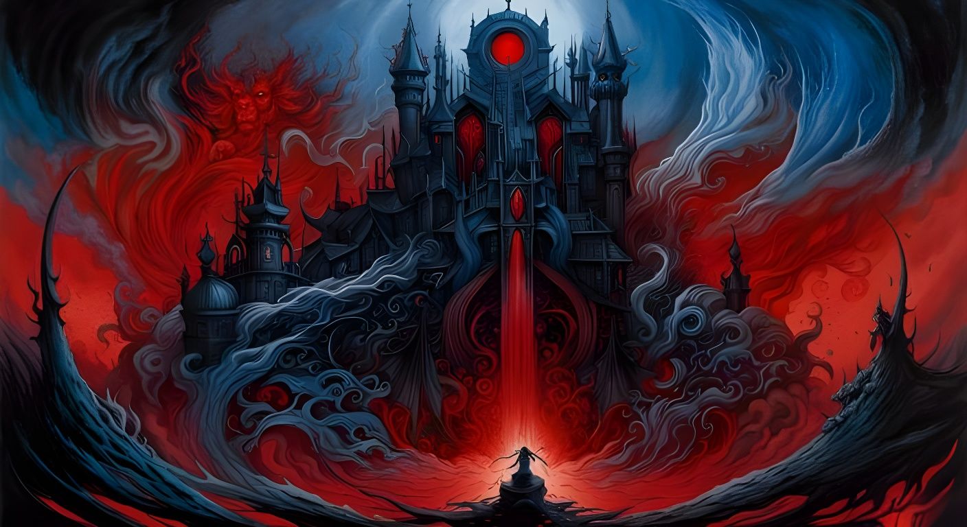 Expansive Horror Scene in Ink Wash Style