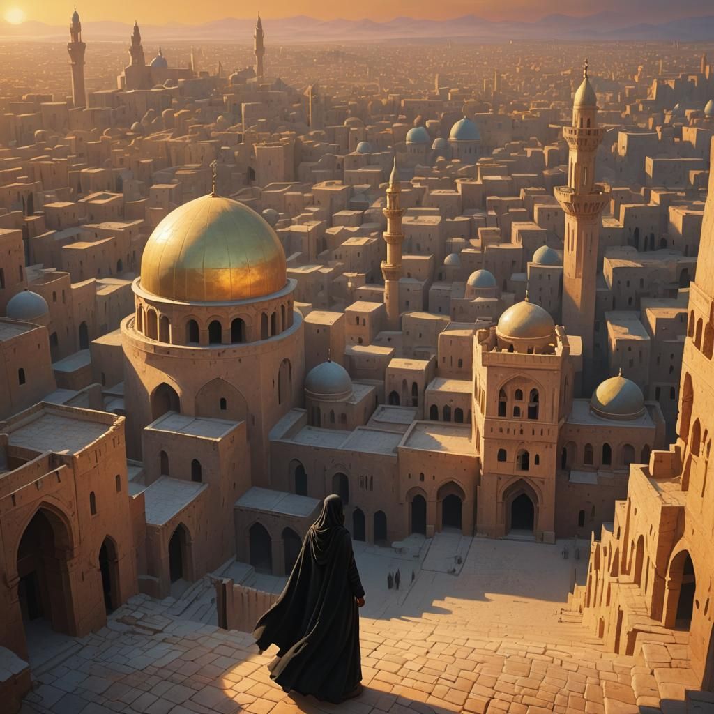 Mystical Woman in Niqab in Ancient City