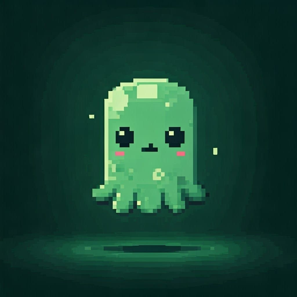 Cute Bioluminescent Plankton in Pixel Art Style
