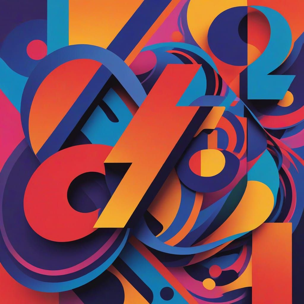 Geometric Number 4 in Futuristic Neon Style