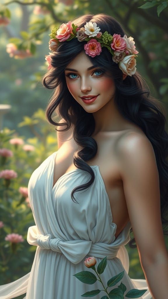 Goddess of the Greek Garden in Ethereal Fantasy Style