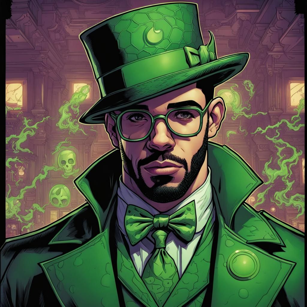 Drake as Riddler in Comic Book Style