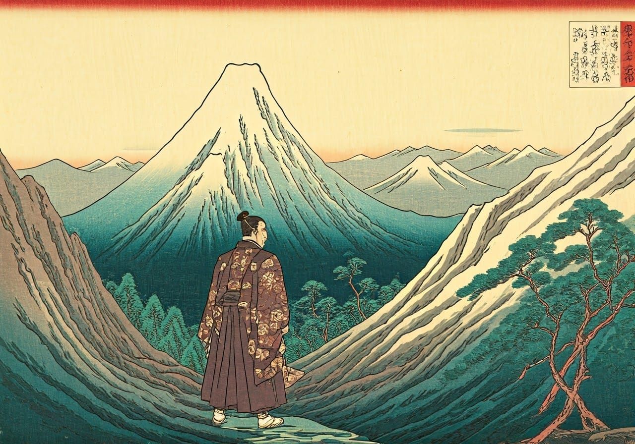 Samurai in Ukiyo-e Style, 17th Century Japan