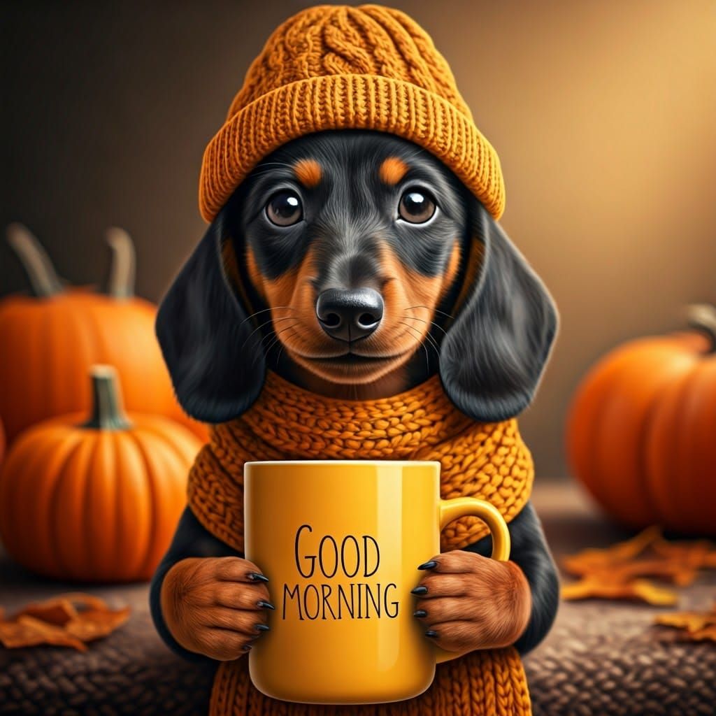 Joyful Dachshund Puppy in Autumnal Setting