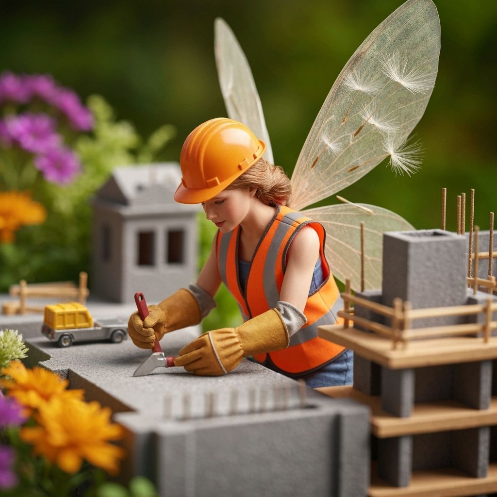 Construction Worker Fairy on Miniature Building Site