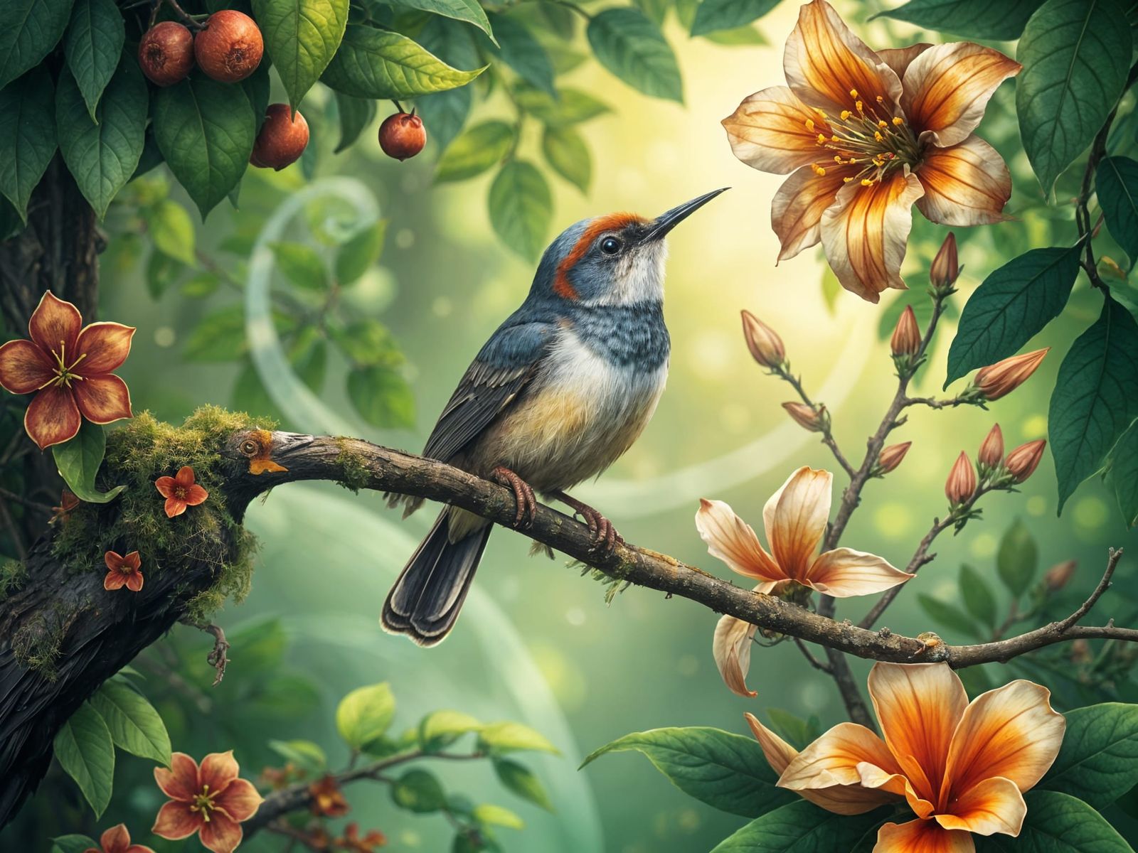 Bellbird in Vibrant Tropical Landscape