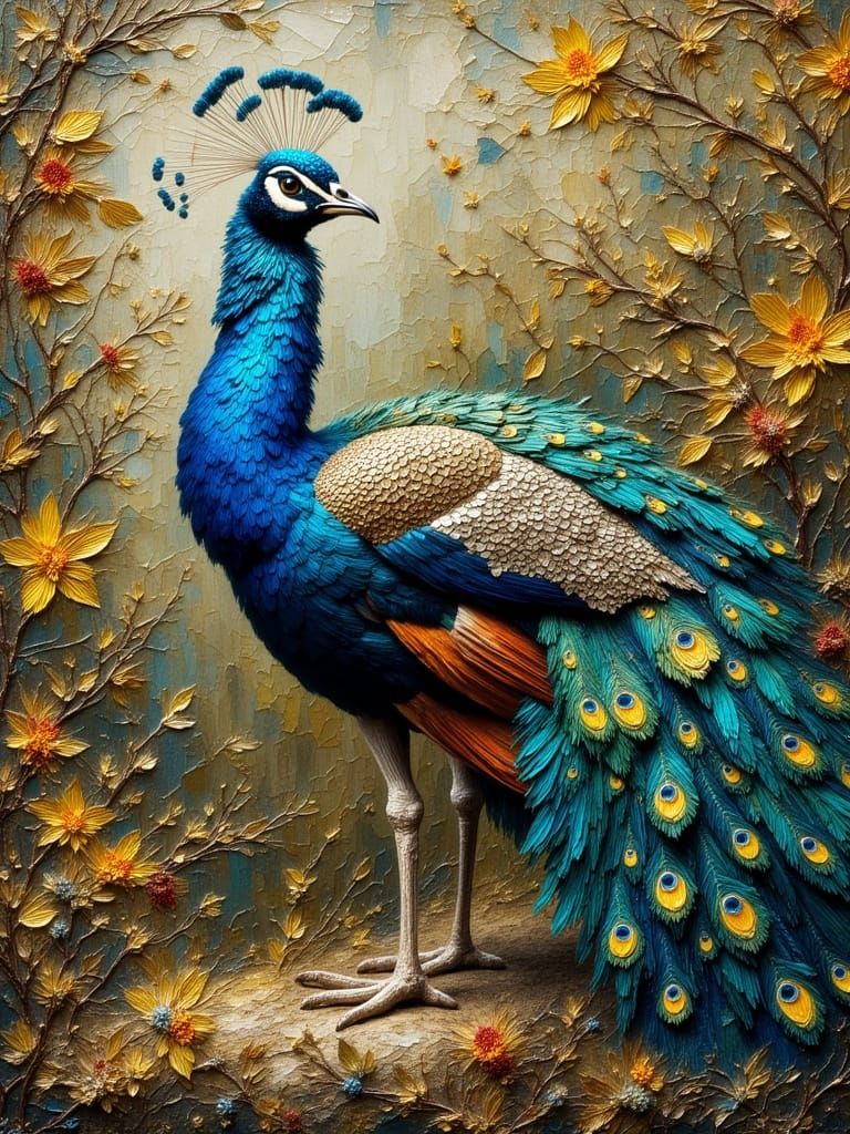 Peacock Painting in Dutch Masters Style
