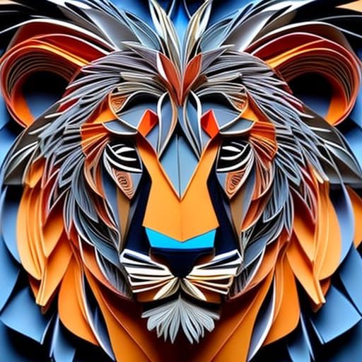 Stunning 3D Paper Lion Quilling Art