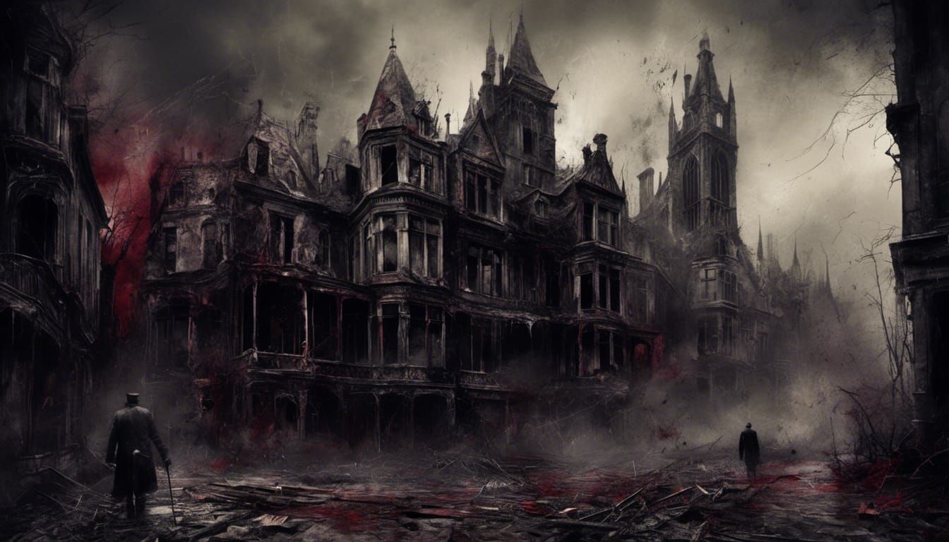 Macabre Gothic City Fantasmagoria in Victorian Style