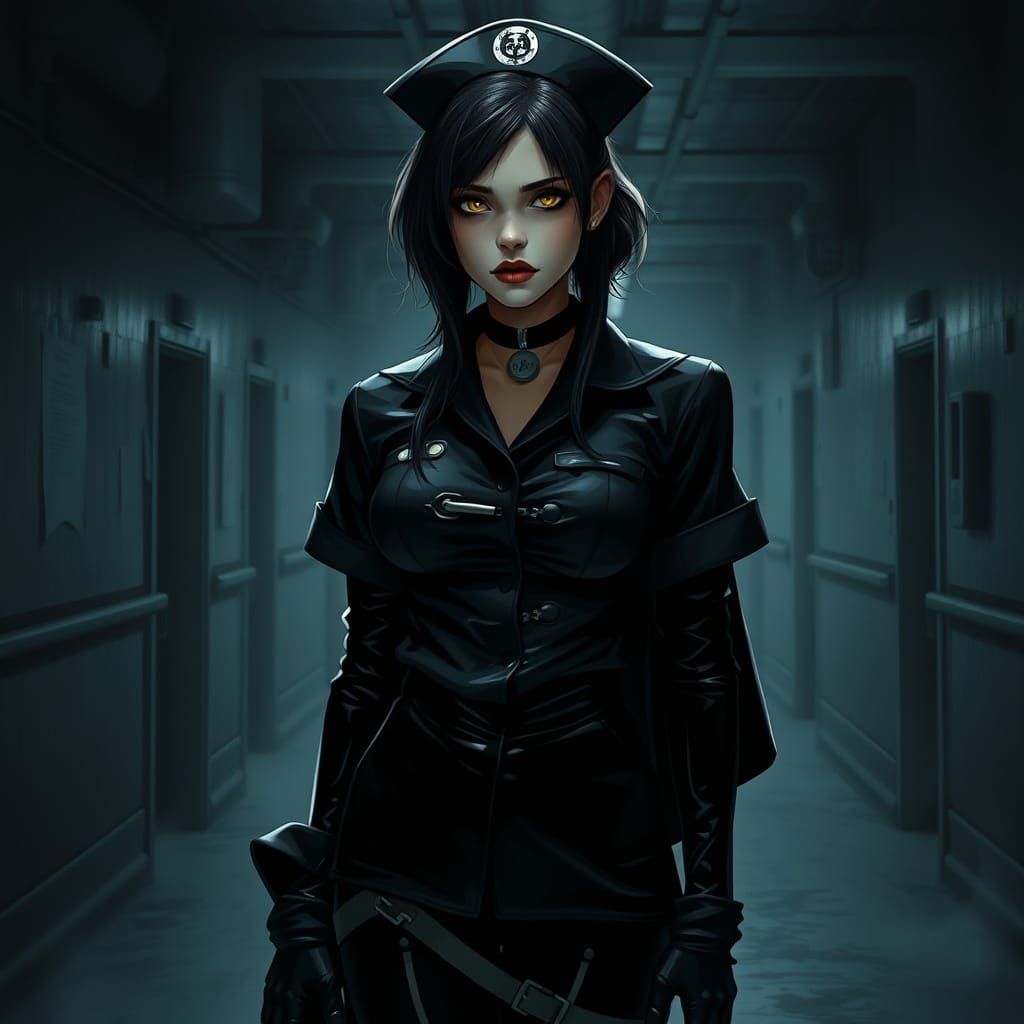 Goth Nurse in Dark Asylum Attire