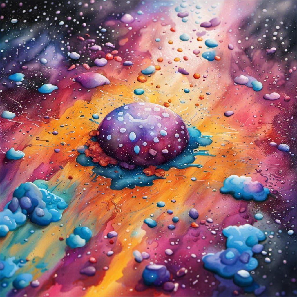 Watercolor Galaxy Splash Art Painting