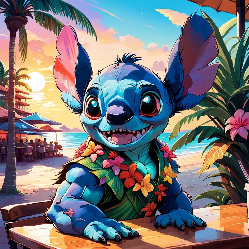 Stitch in Tropical Cafe: Art Nouveau Portrait