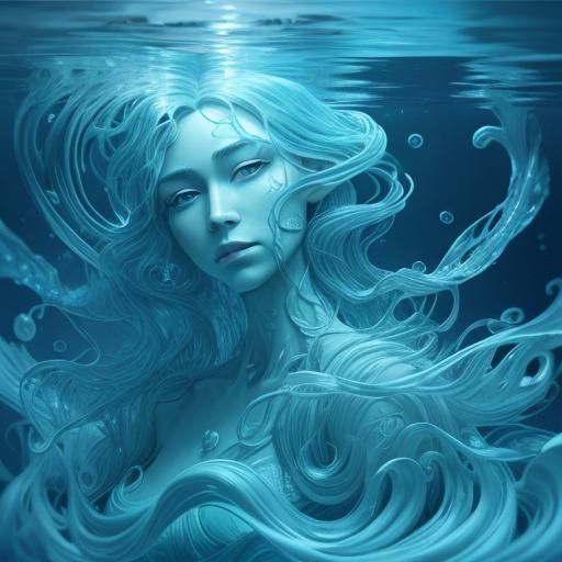 Liquid Water Elemental Portrait in Dreamy Liquid World