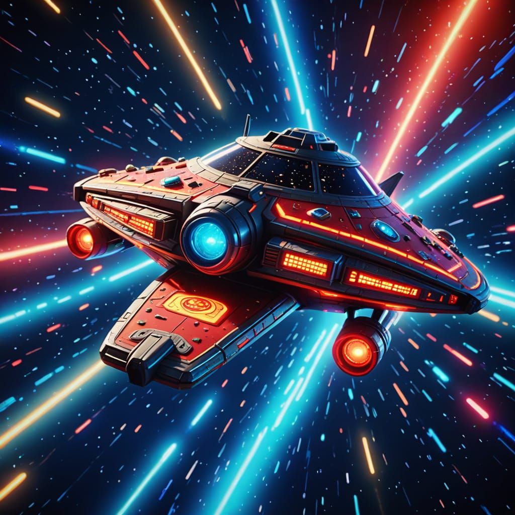 Pizza Planet Spaceship in Retro-Futuristic Style