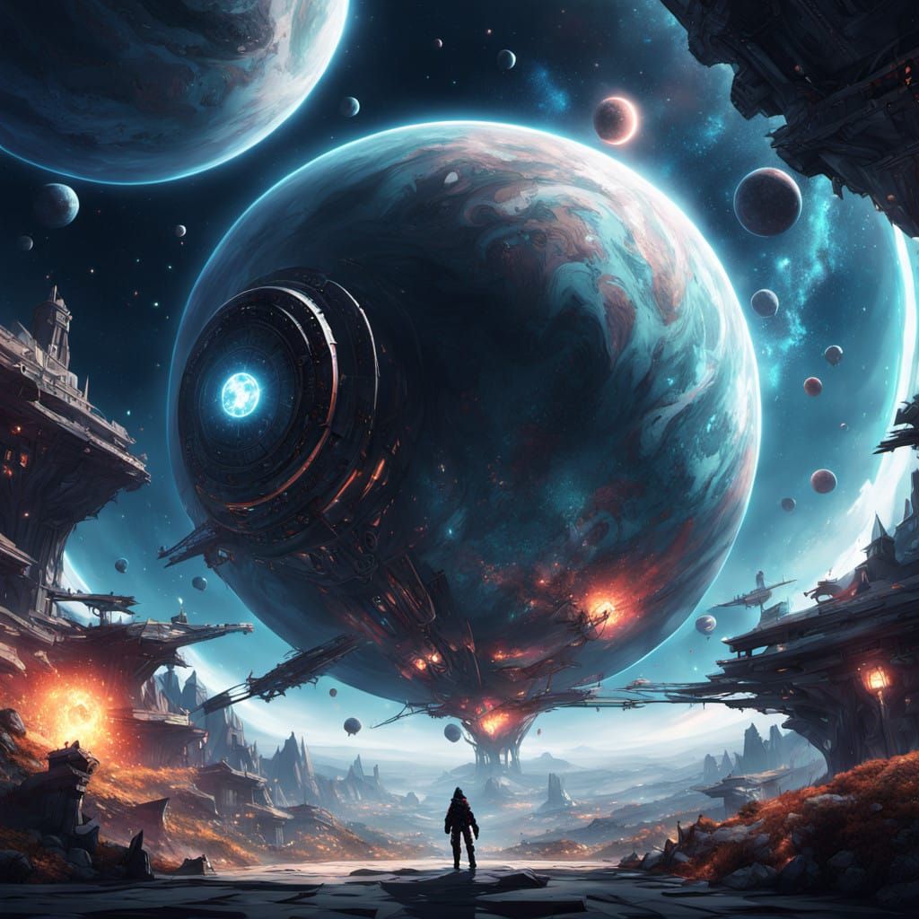 Cosmic Tapestry of Vibrant Planets and Galaxies in 3D Anime...