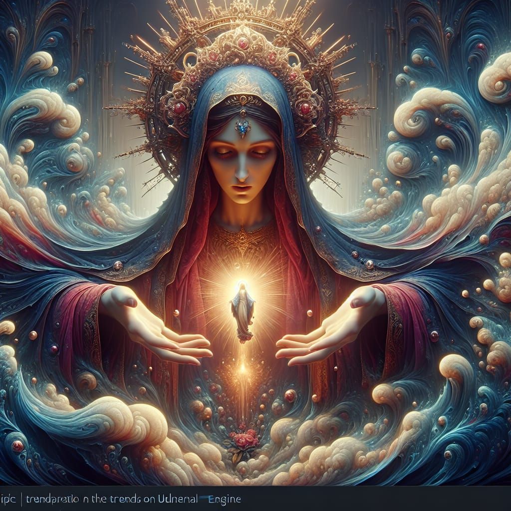 Fantastical Matte Painting: Holy Mary in 8k