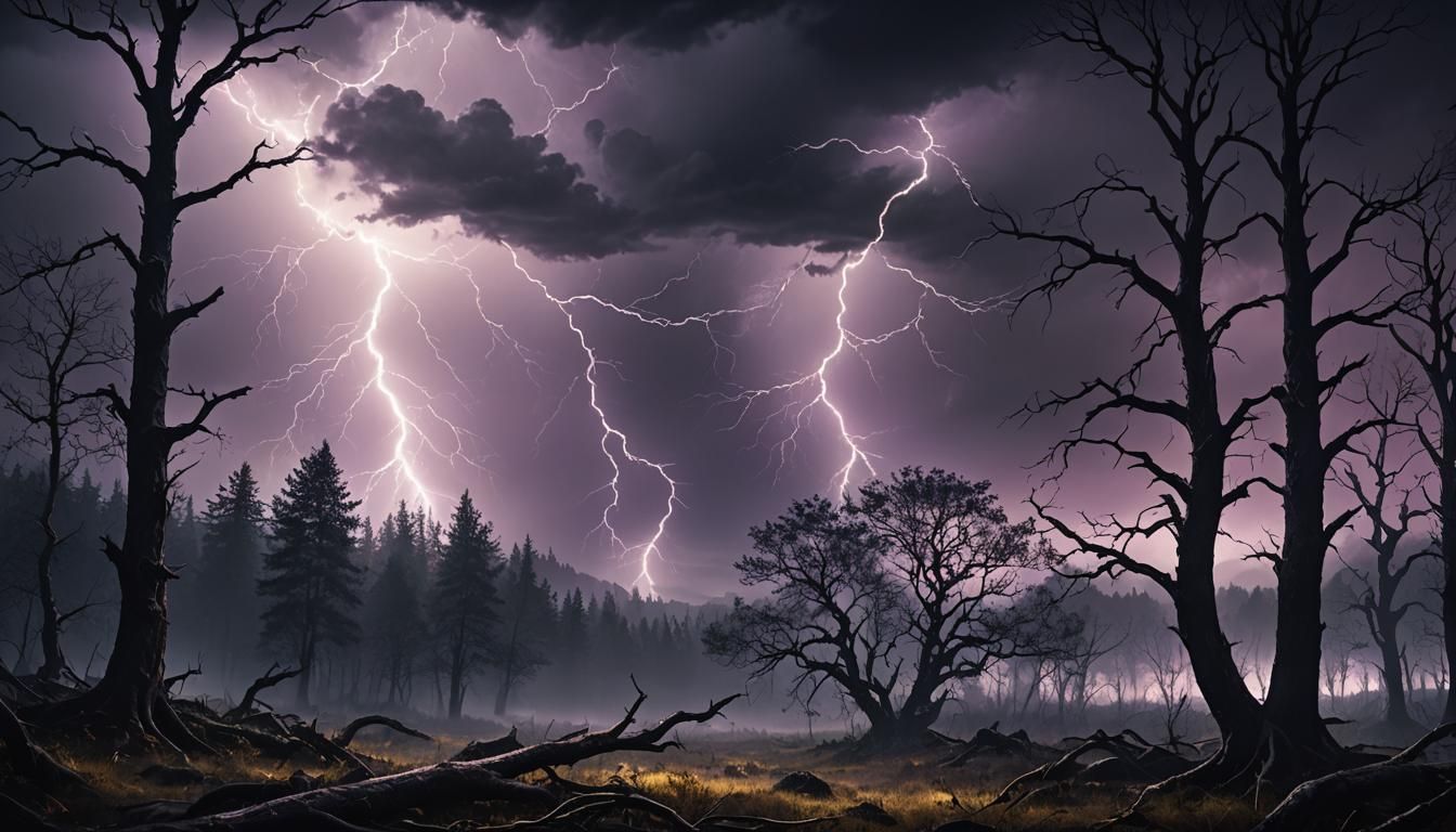 Dark Fantasy Storm with Lightning Digital Art