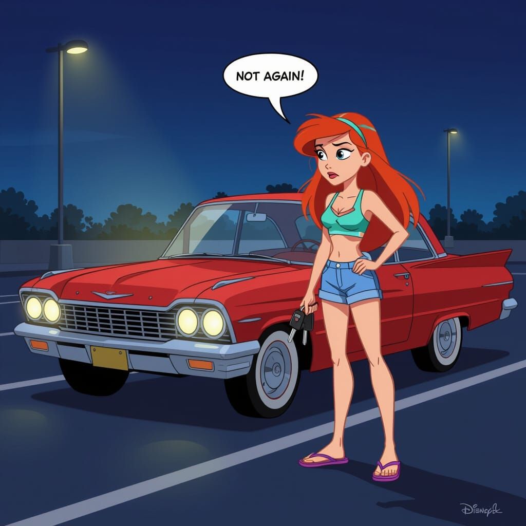 Kim Possible Stranded Disappointed by Old Car