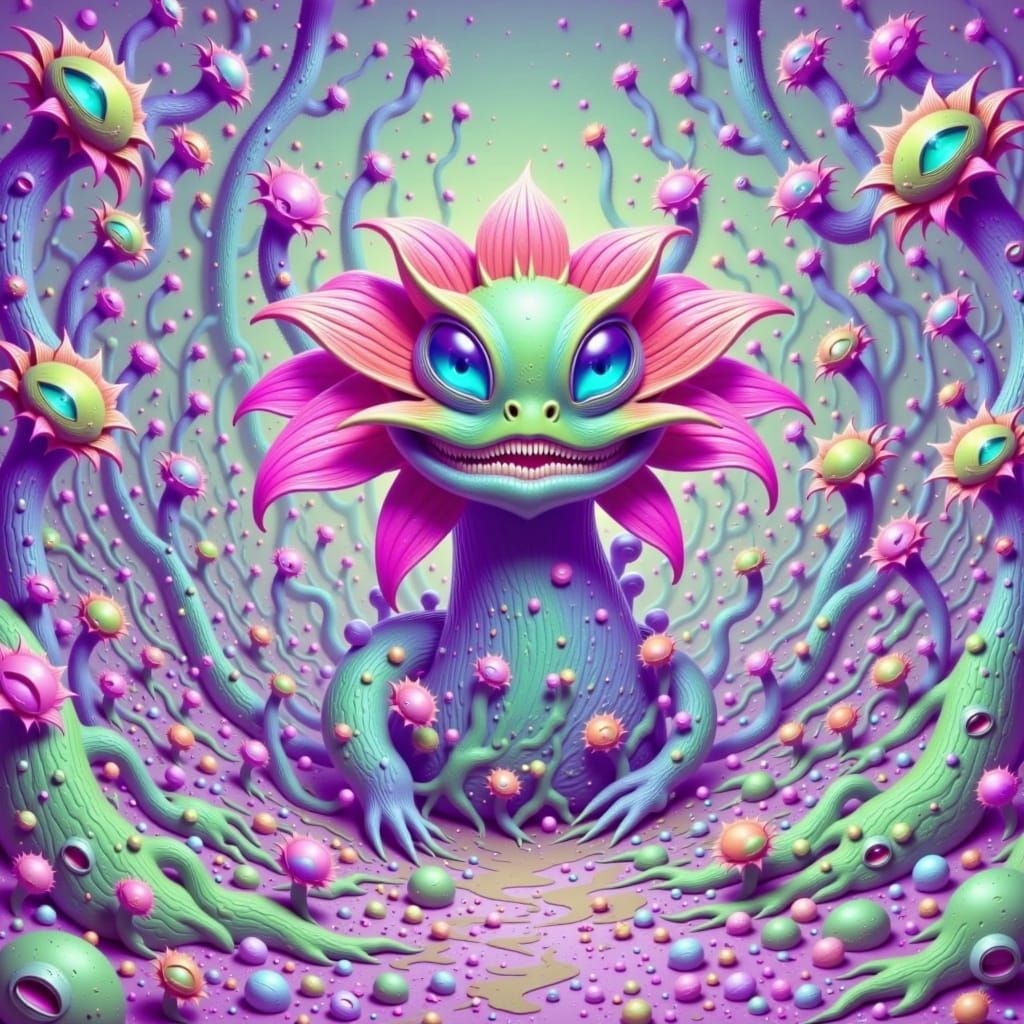 Bioluminescent Alien Plant in Mystical Forest