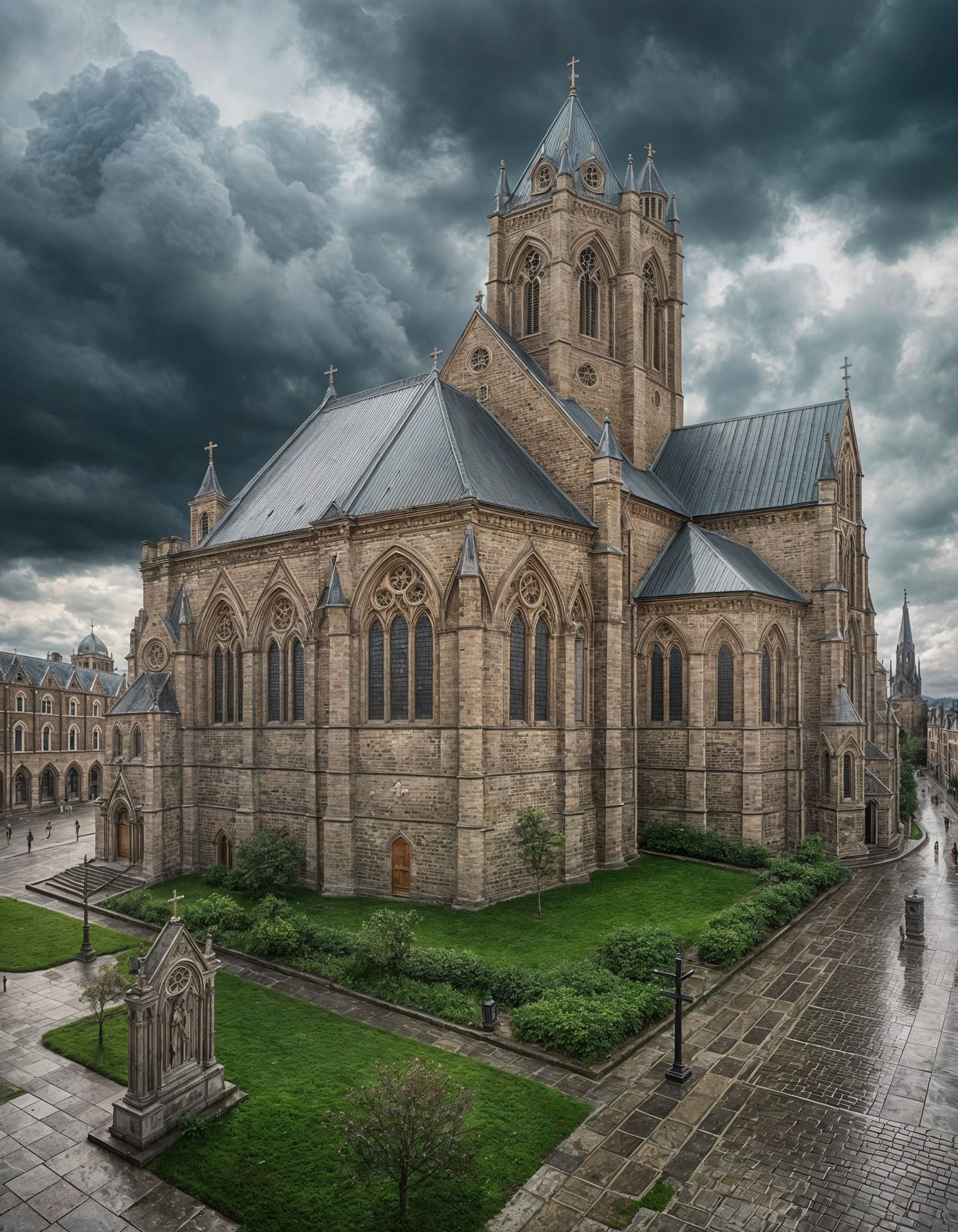 Hyperrealistic Architectural Portrait of a Church Building