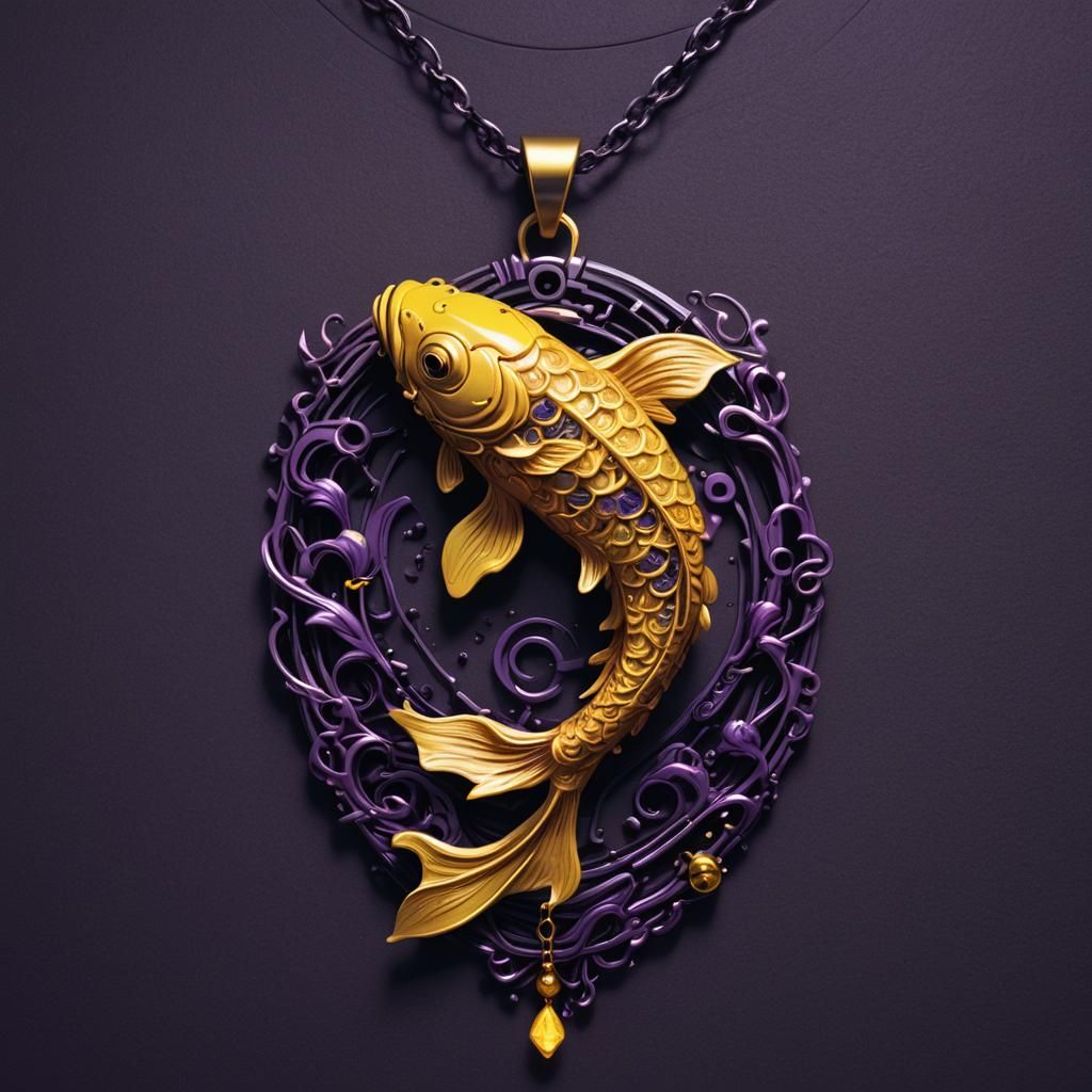 Koi Pendant on Cyberpunk T-Shirt in 8K