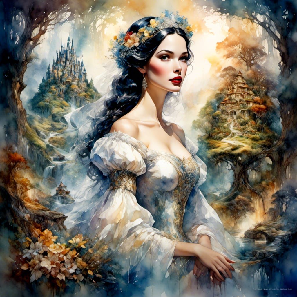 Portrait Snow White in Wonderland Double exposure