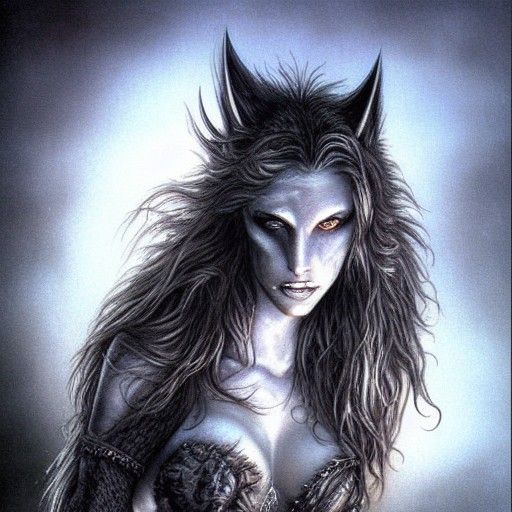 Werewolf Woman in Dark Fantasy Style