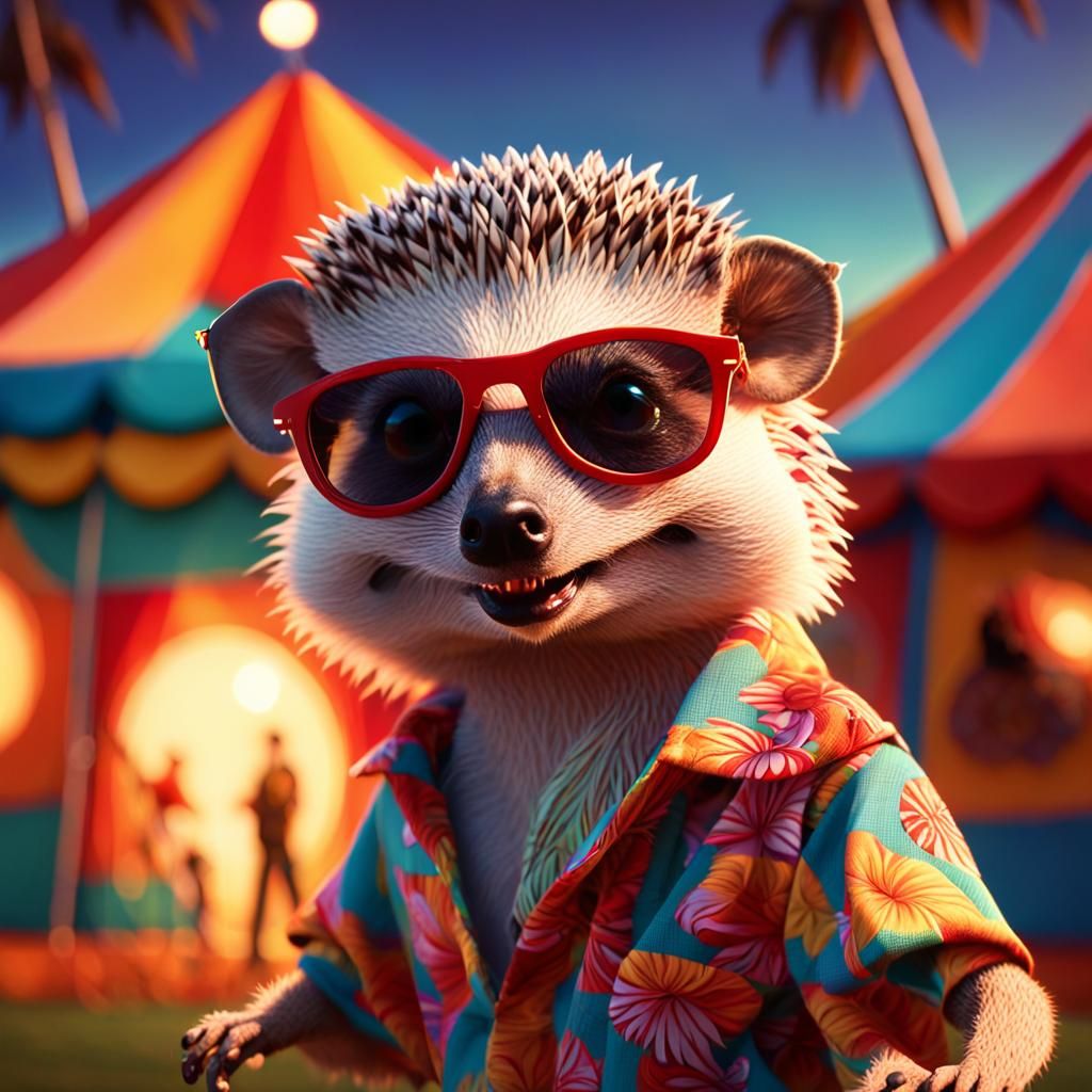 Hedgehog Hula Hooper in Hyperrealistic Concept Art