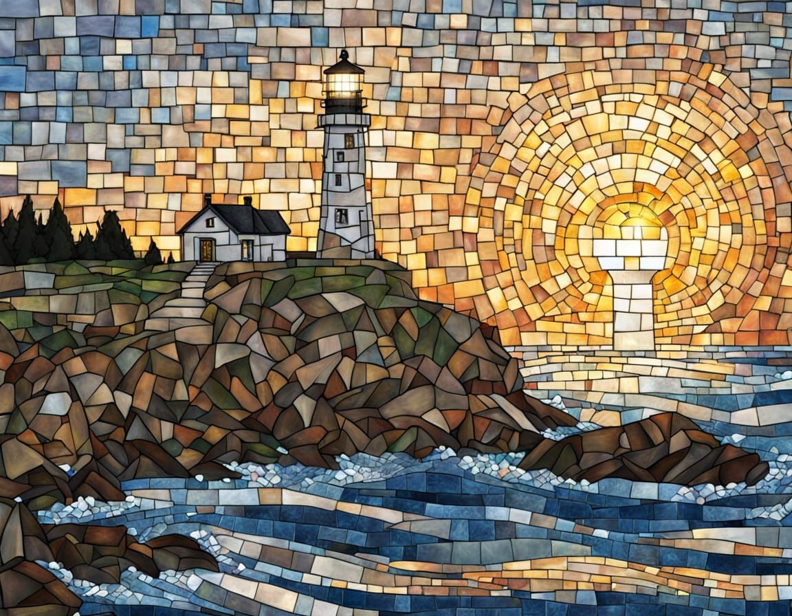 Colorful Mosaic Lighthouse Art