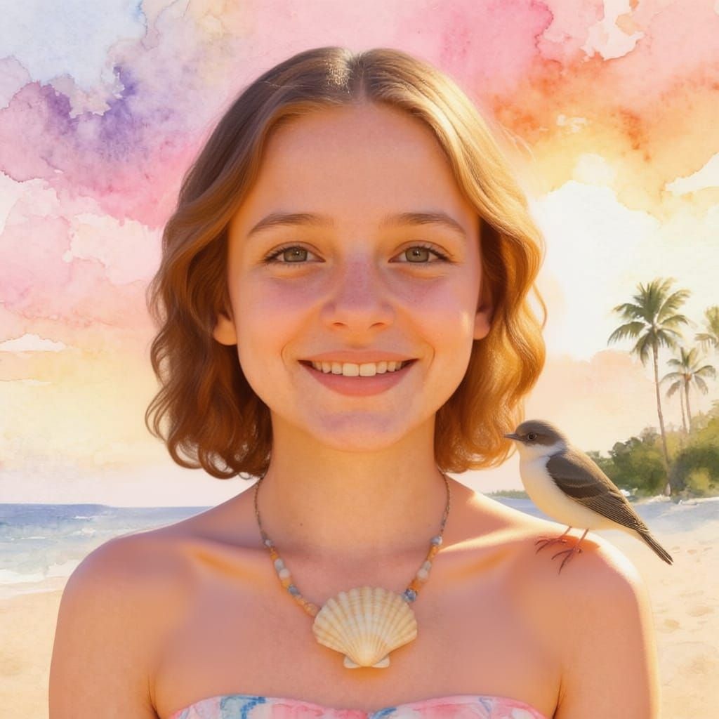 Brazilian Girl with Wavy Hair in Sunshine