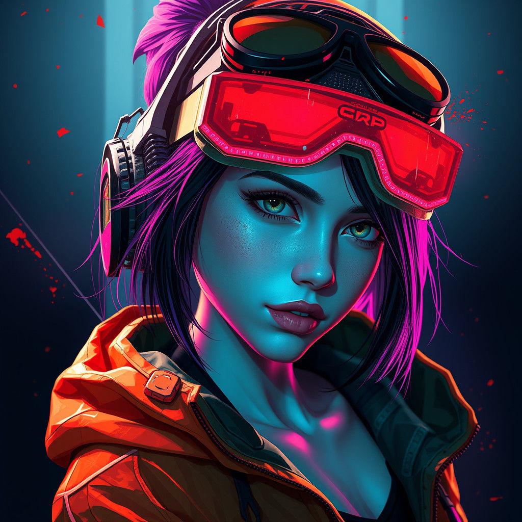 Cute Cyberpunk Rogue Girl Portrait in 8K