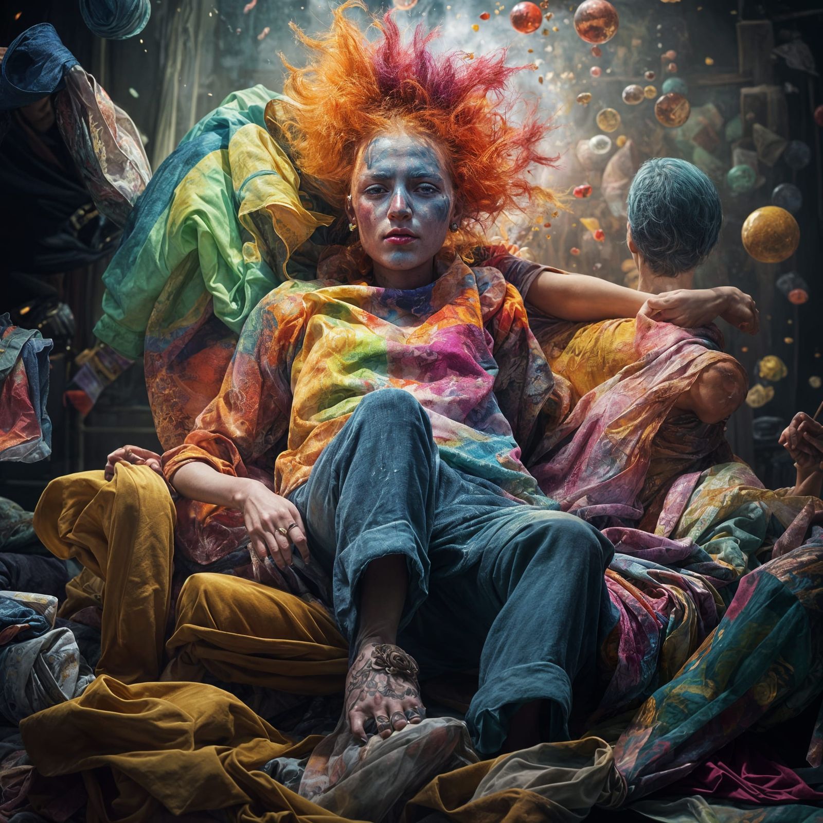 Technicolor Figure in Complex Digital Art