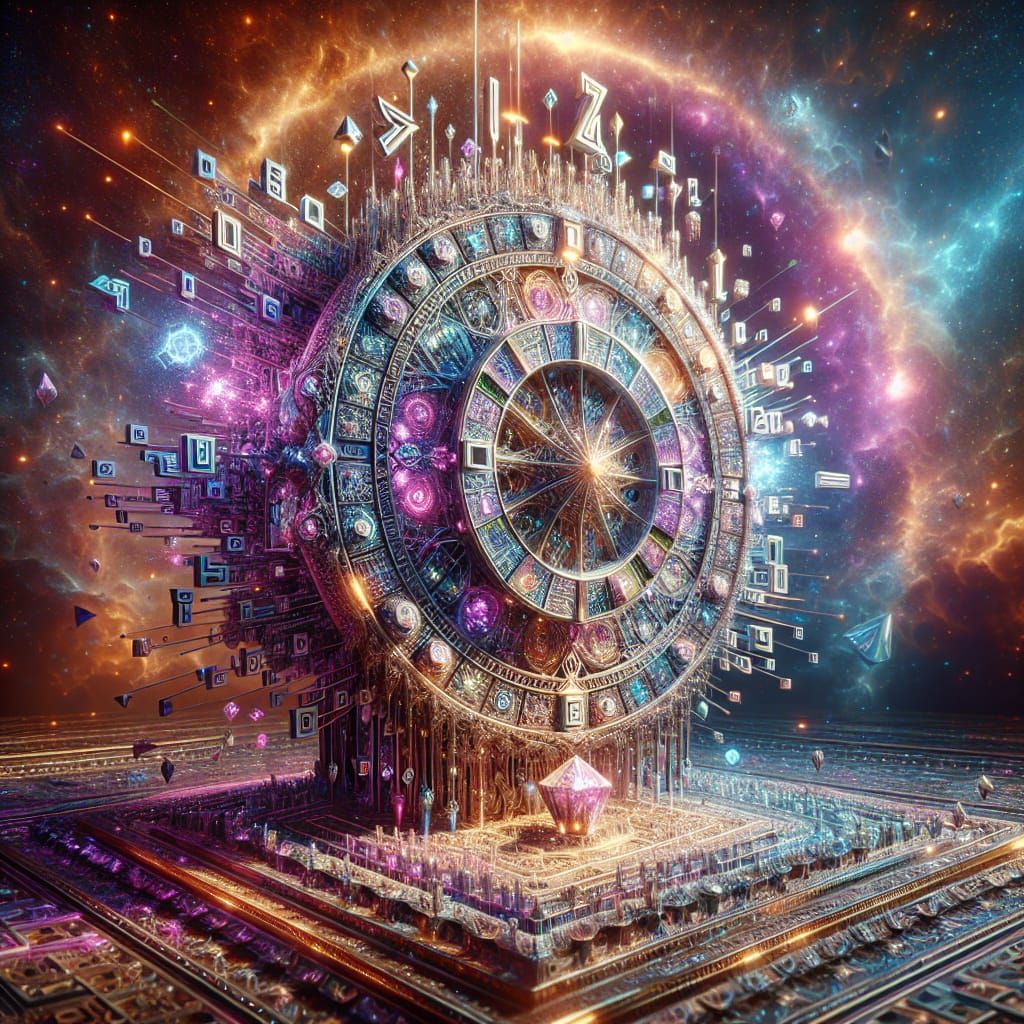 Wheel of Fortune: 3D Digital Art in Triadic Colors