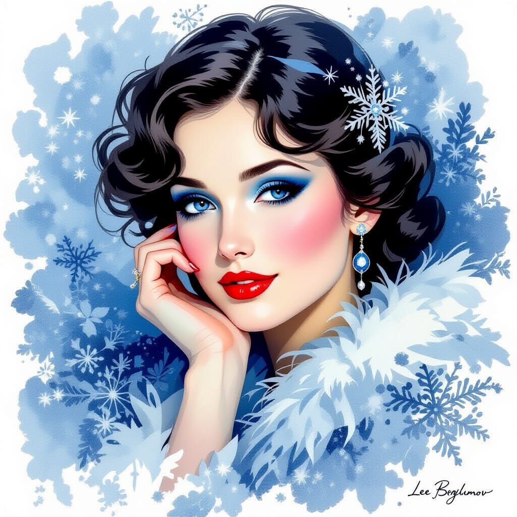 Winter Beauty Art with Indigo and Pencil Accents