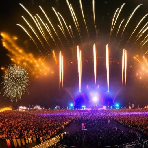 Rock Star Performance Under a Firework Sky