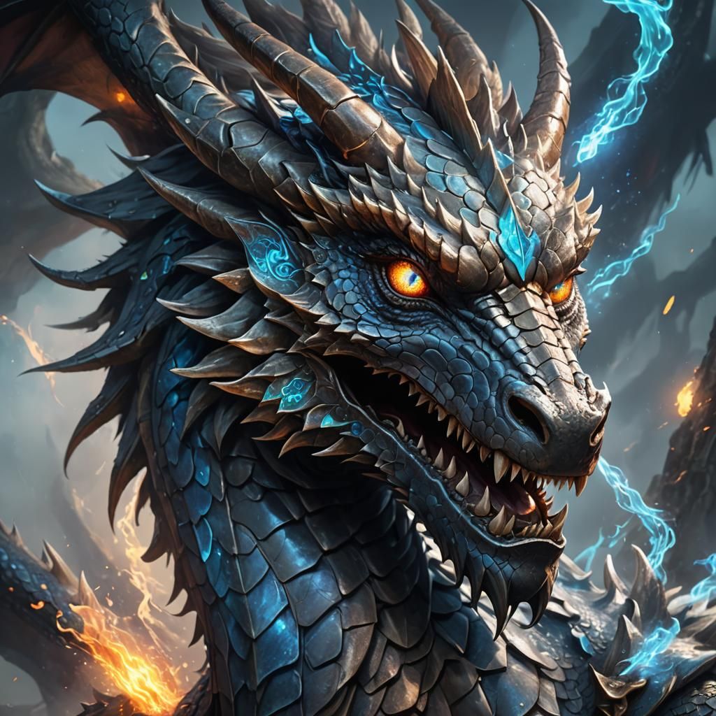 Mystical Dragon Portrait with Glowing Eyes