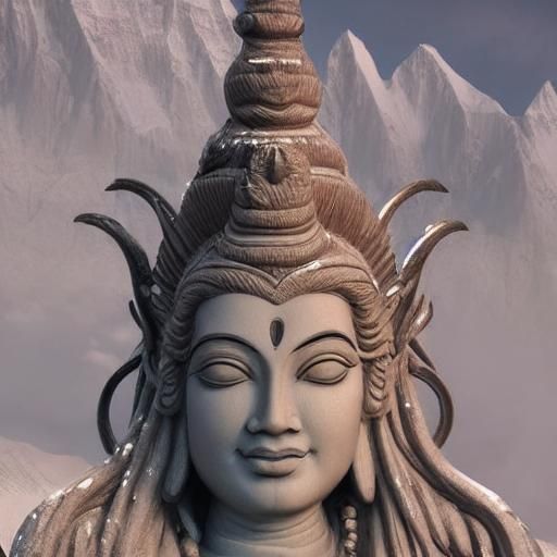 Majestic Shiva Ice Sculpture in Himalayas