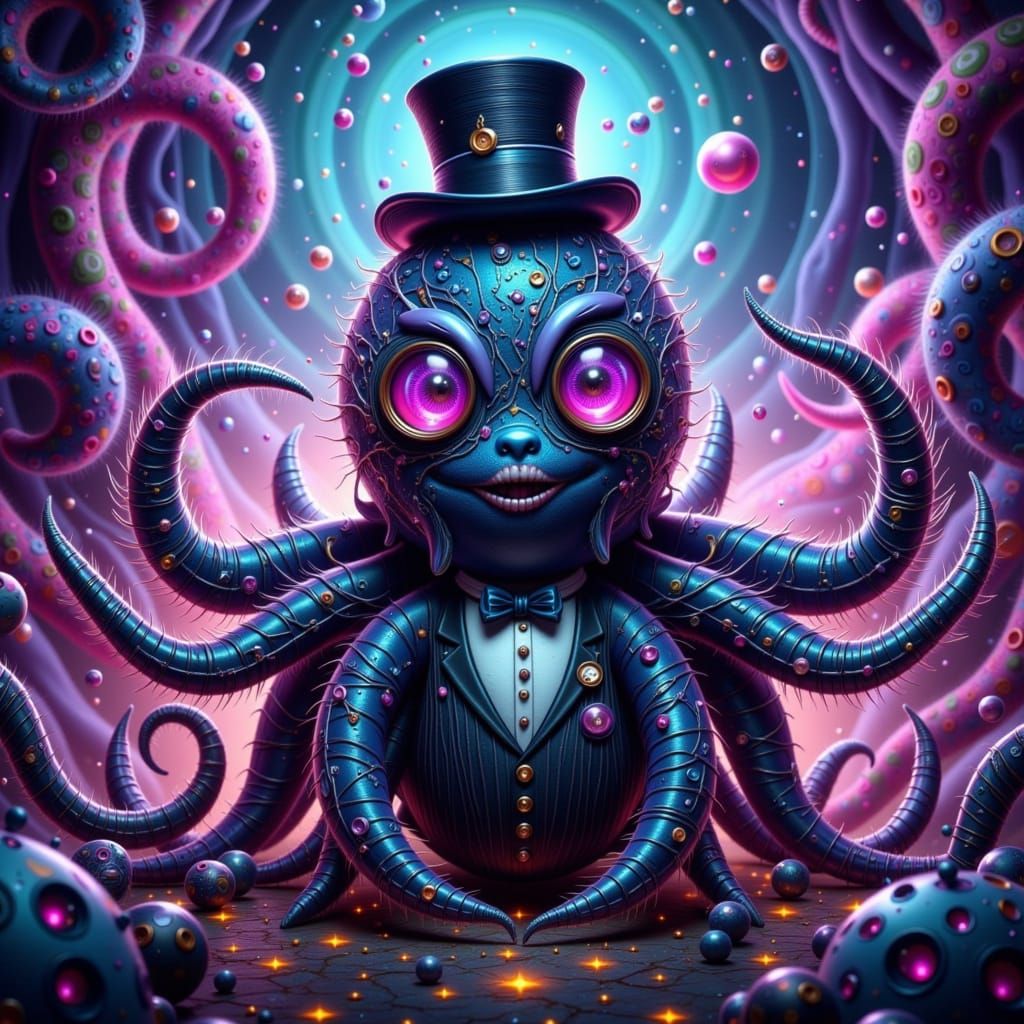 Surreal Octopus-Spider Hybrid in Whimsical, Iridescent Vorte...