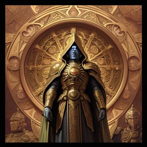 Art Nouveau Space Marine in Ornate Cathedral