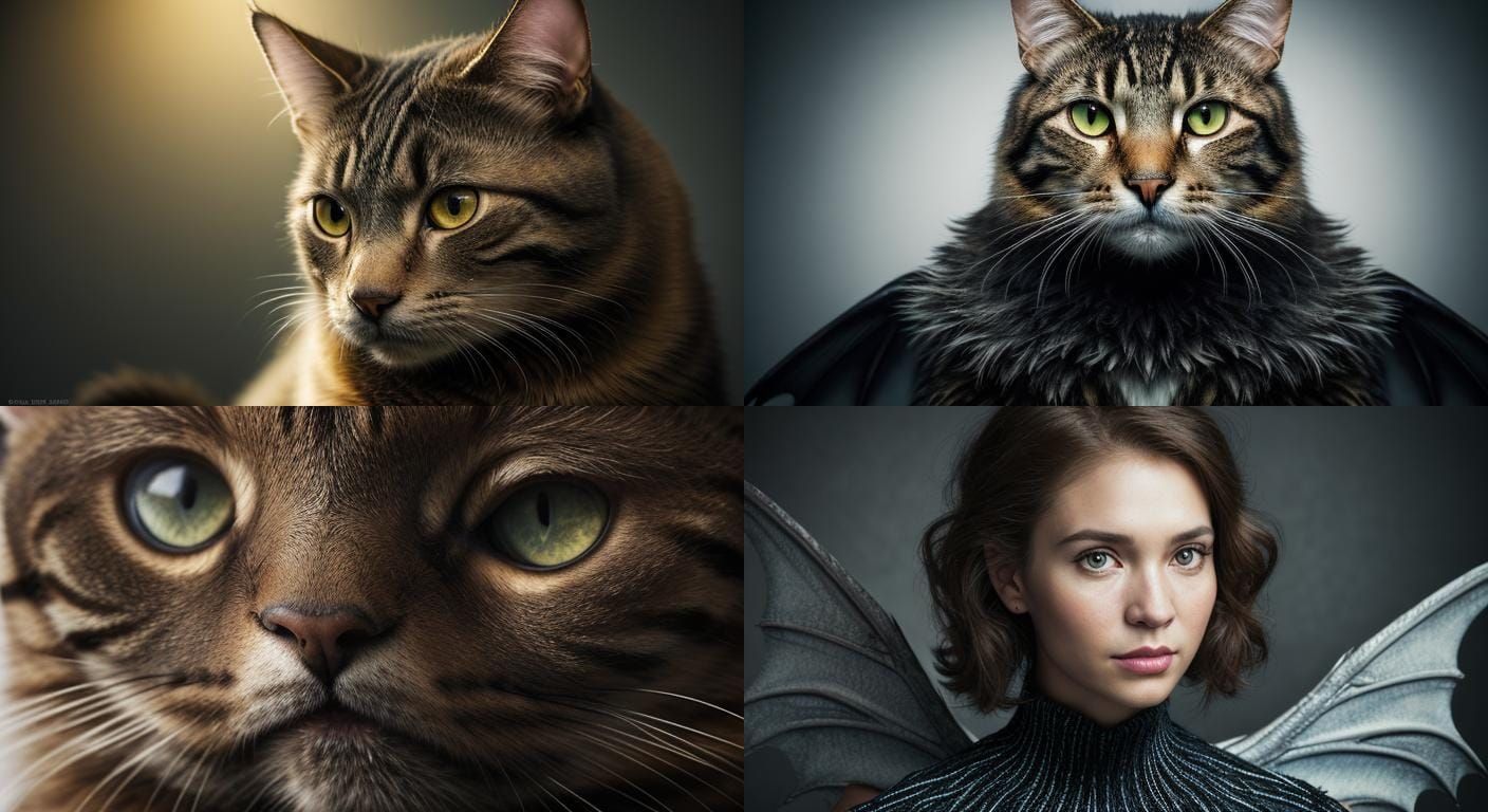 Realistic X-Ray Portrait: Cat with Dragon Wings