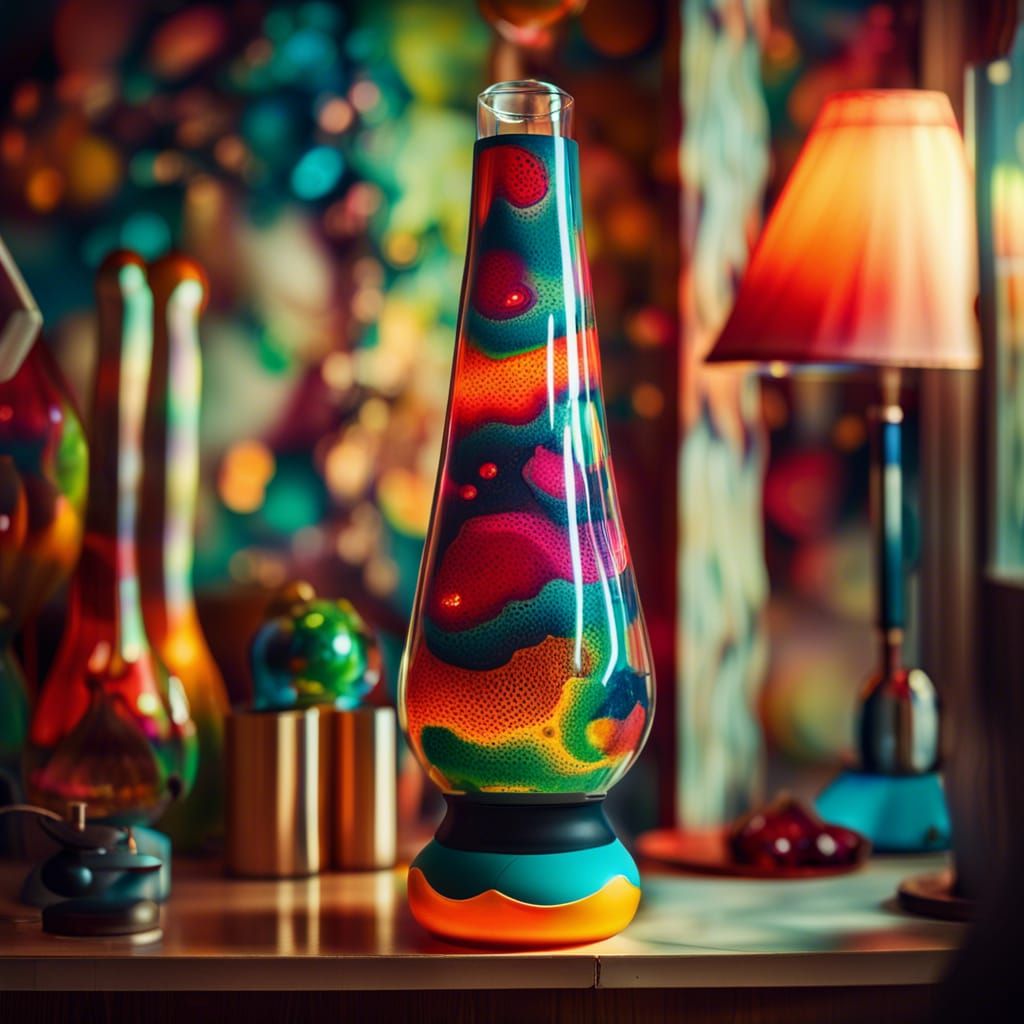 Hyperrealistic Lava Lamp in 1960s Apartment