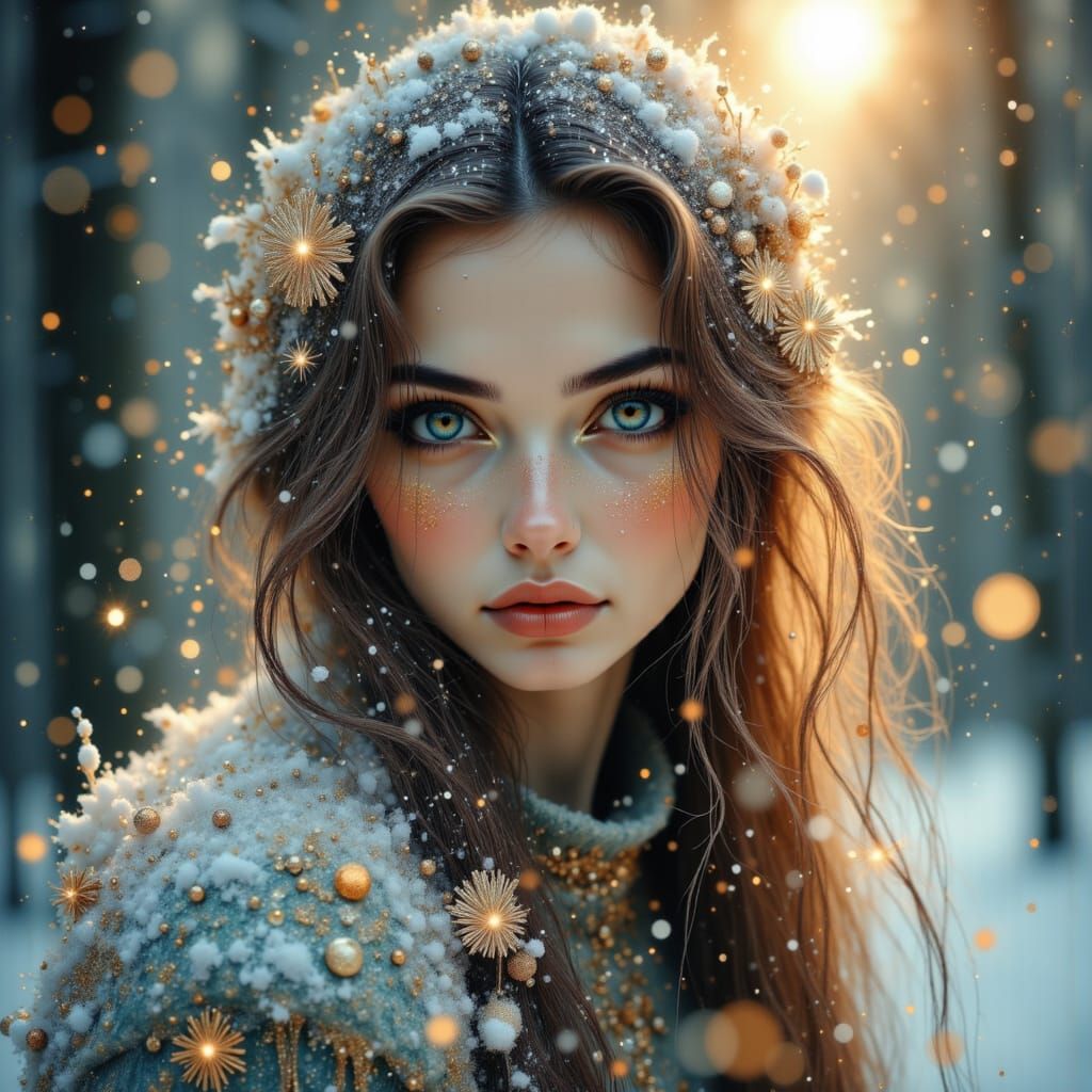 Ethereal Winter Maiden in Enchanted Forest