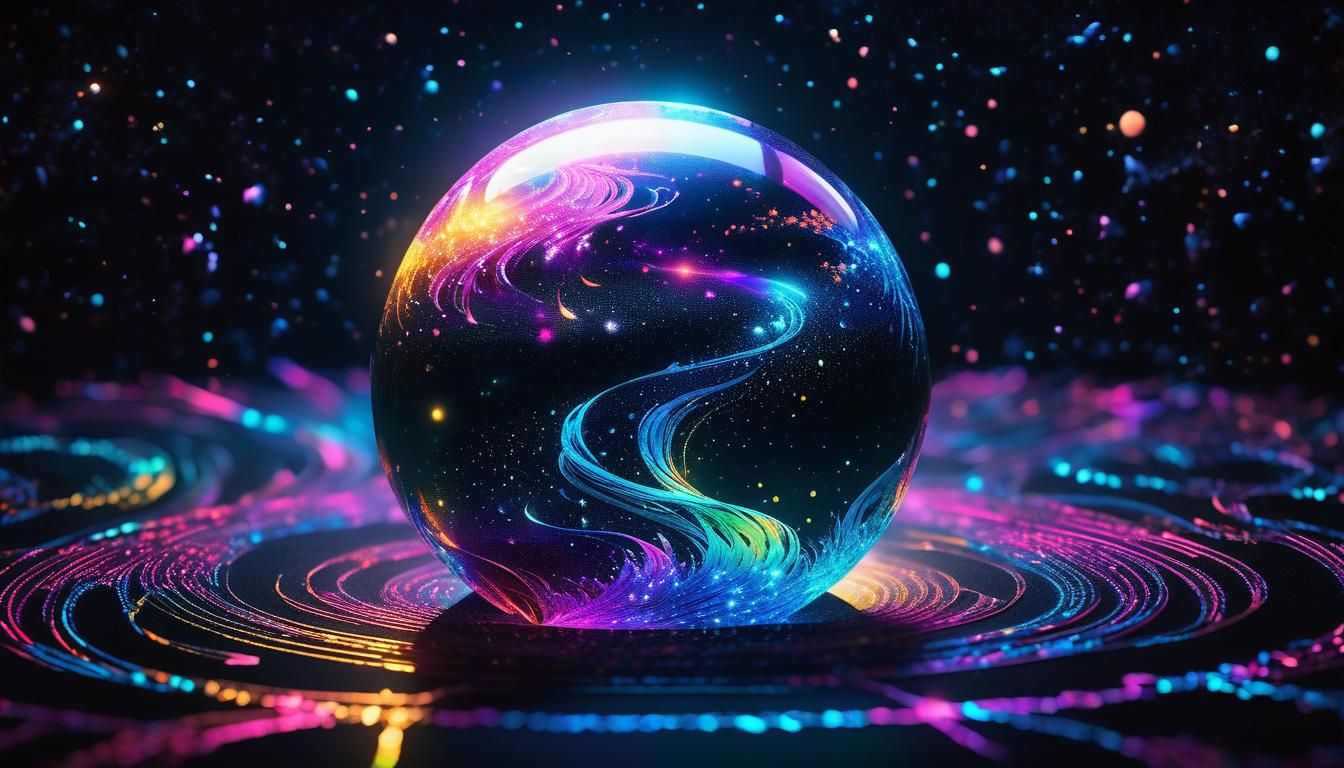 Glowing Magical Orb Reflecting Destiny in Neon Astral Art