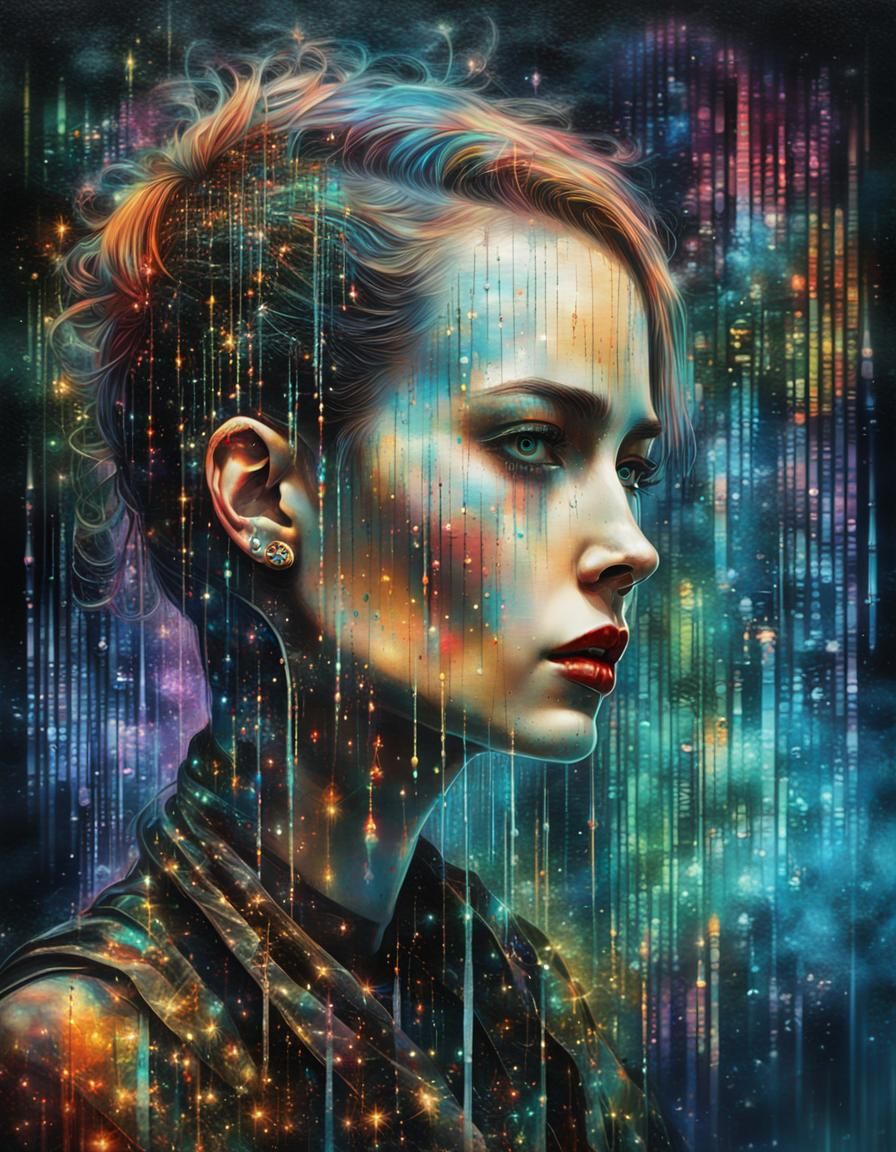 Punk Gothic Portrait with Holographic Effects