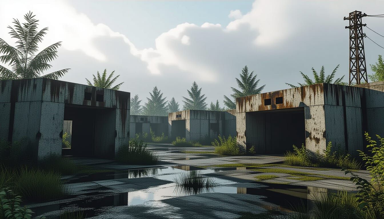 Post-Apocalyptic Military Compound in Tactical Shooter Style