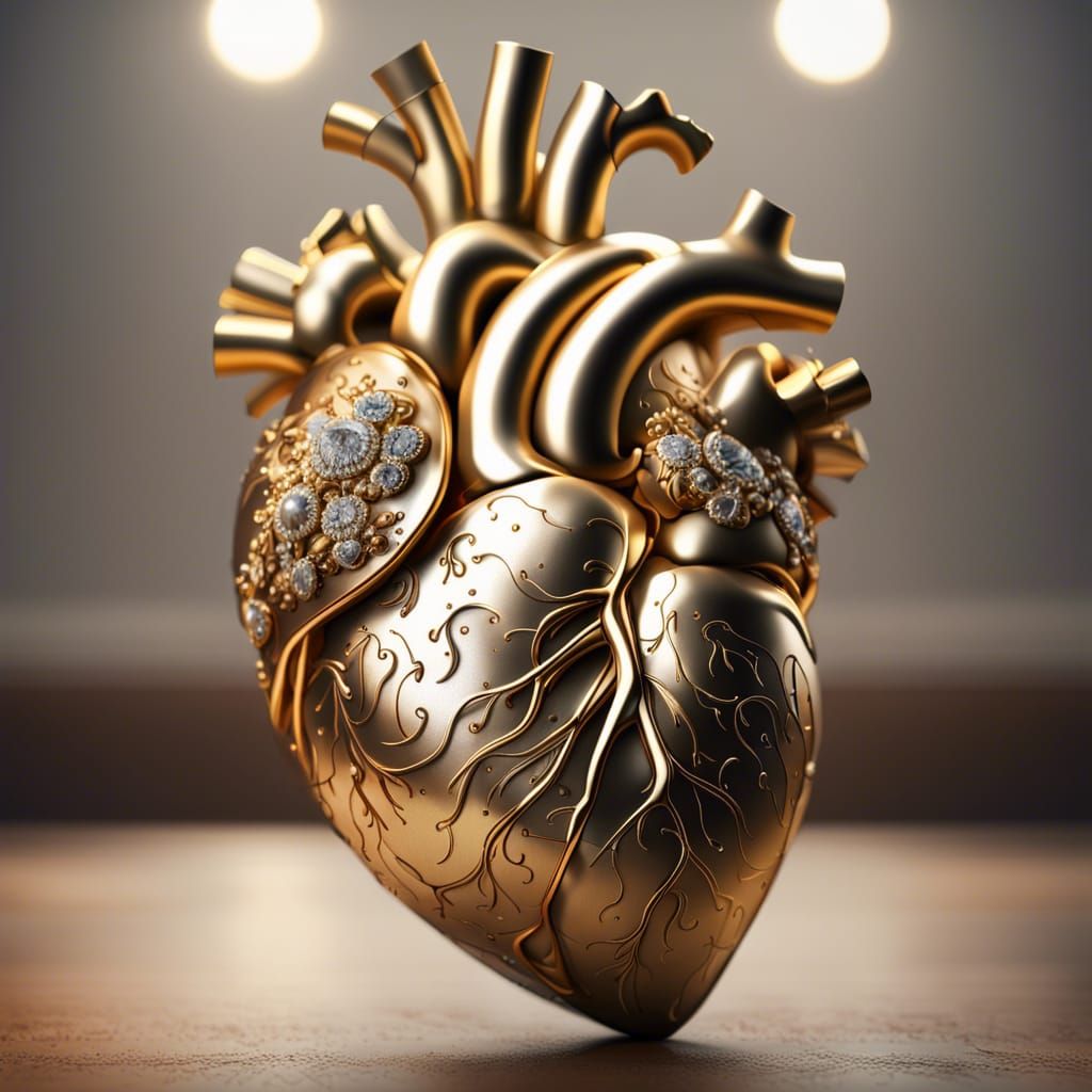 Ornate Diamond Heart: Detailed Matte Painting