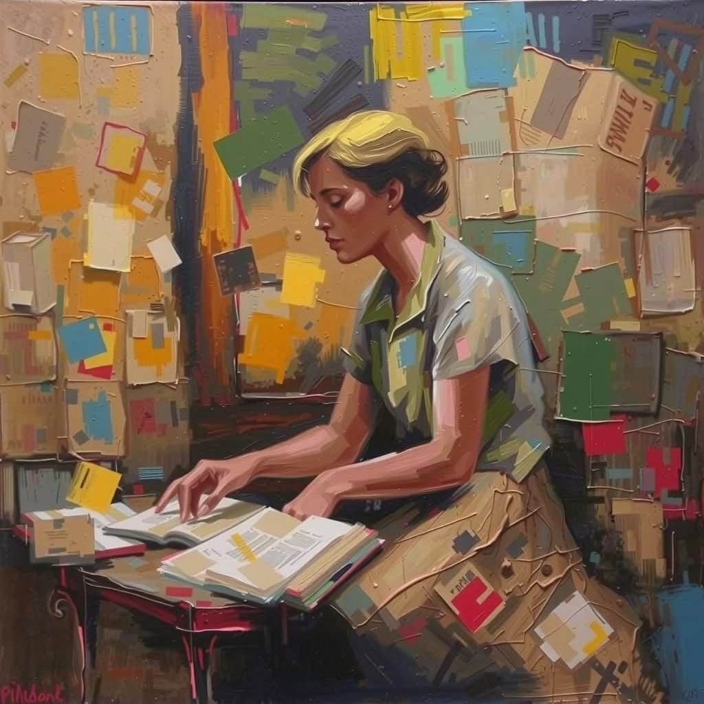 Mysterious, Moody Figure Lost in Thought Amidst Ancient Tome...