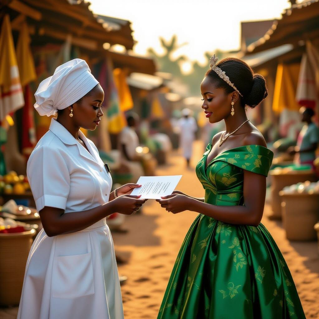 Nigerian Billionaire Receives Letter at Sunlit Marketplace