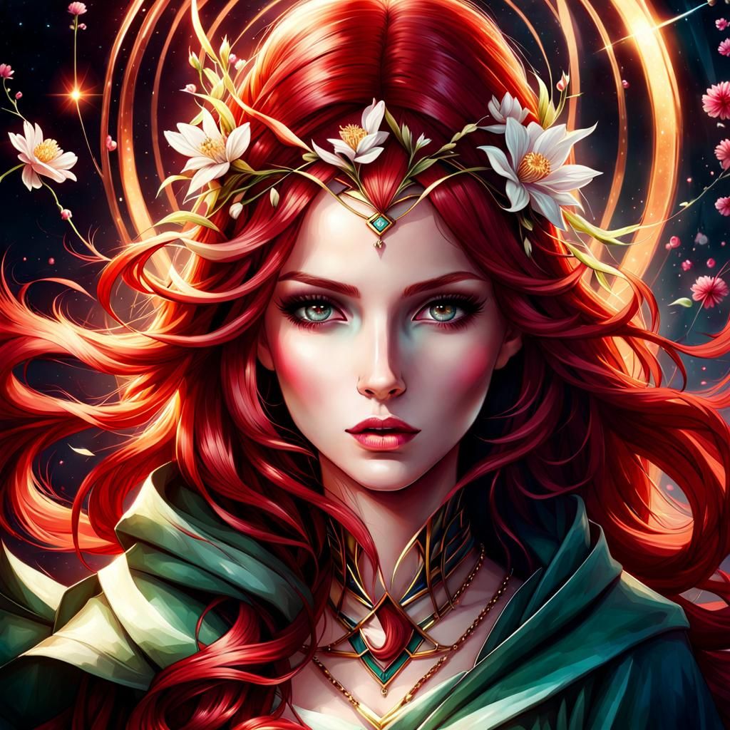 Beautiful Enchantress Portrait in Grimdark Manga Style